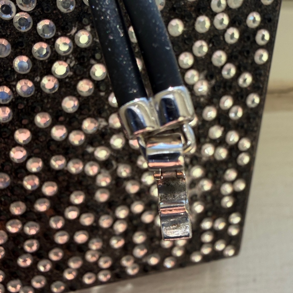 DESIGNER Leather Bracelet with 14k white gold enhancer w Diamond setting & clasp - Picture 5 of 6